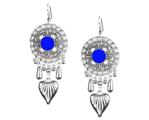 Silver Oxidized Earrings Jhumka Jhumki Bali Imitation Indian Bollywood Ethnic Wedding Jewelry H23